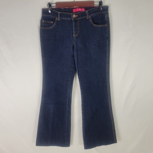 Glo Jeans Juniors 7 Short Blue Denim Womens Low Rise Bootcut‎ Dark Wash W29xL27 - Picture 1 of 15